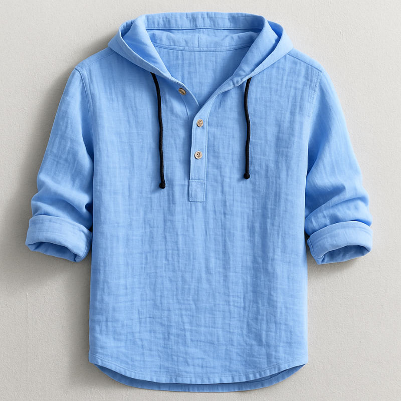 Men's Linen Blend Hooded Shirt