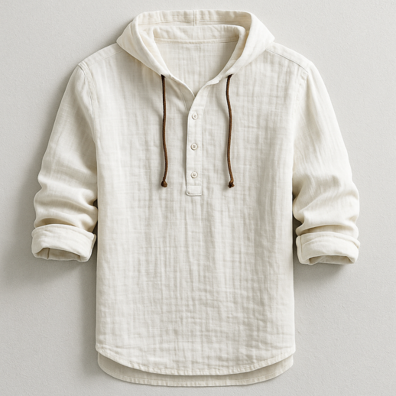 Men's Linen Blend Hooded Shirt