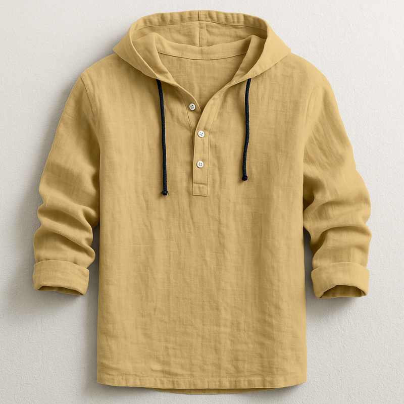 Men's Linen Blend Hooded Shirt