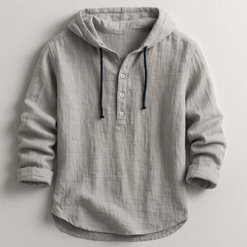 Men's Linen Blend Hooded Shirt