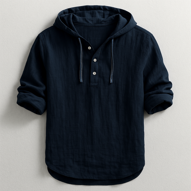 Men's Linen Blend Hooded Shirt