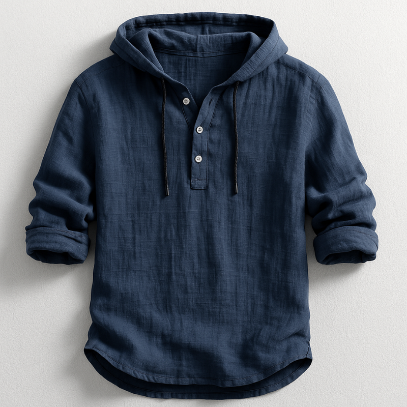 Men's Linen Blend Hooded Shirt