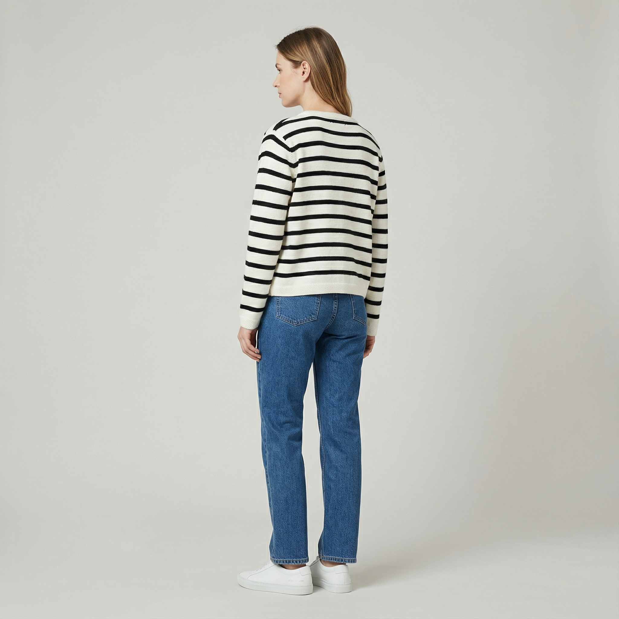 Women's Striped Knit Button-Up Cardigan
