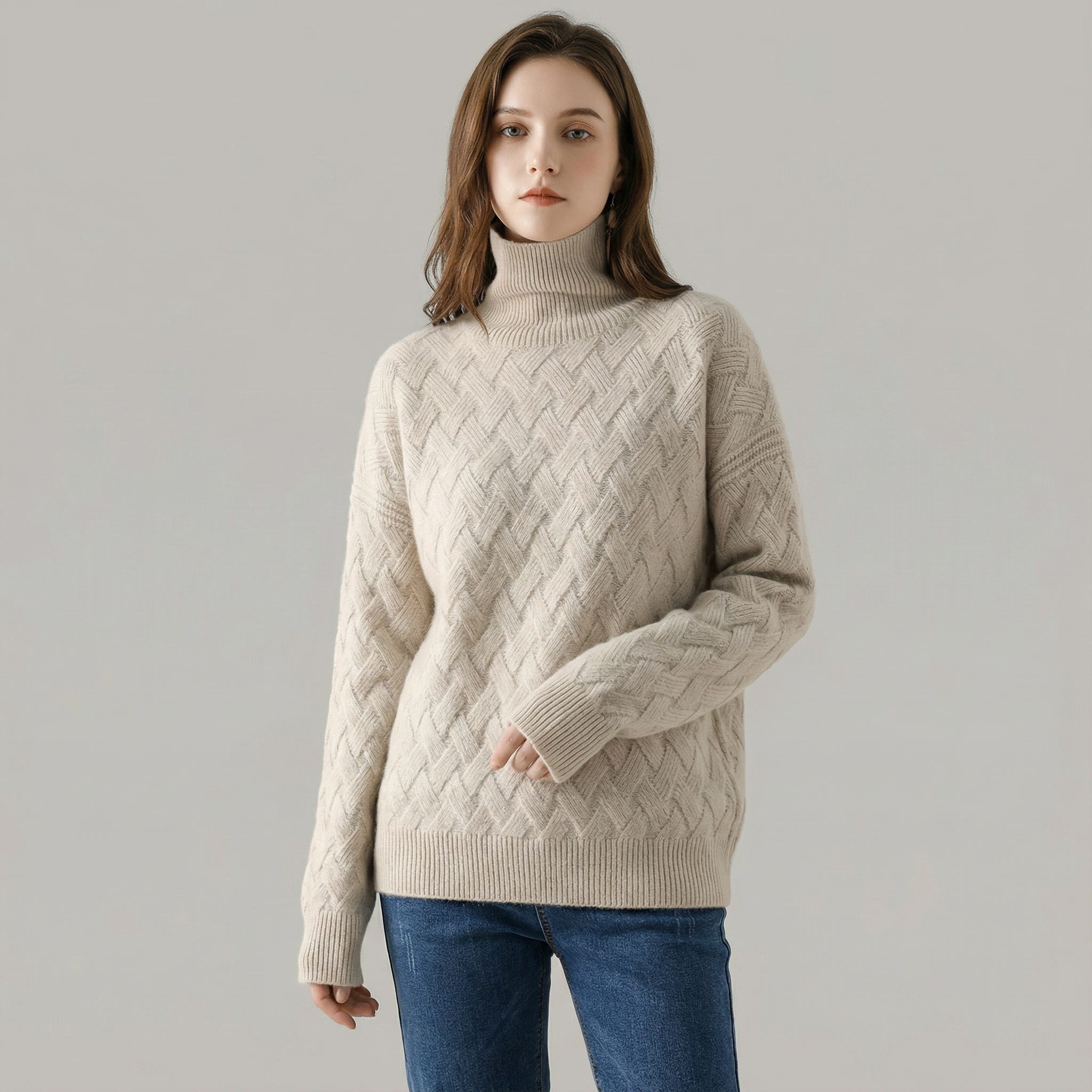 Women's Cable Knit Turtleneck Sweater