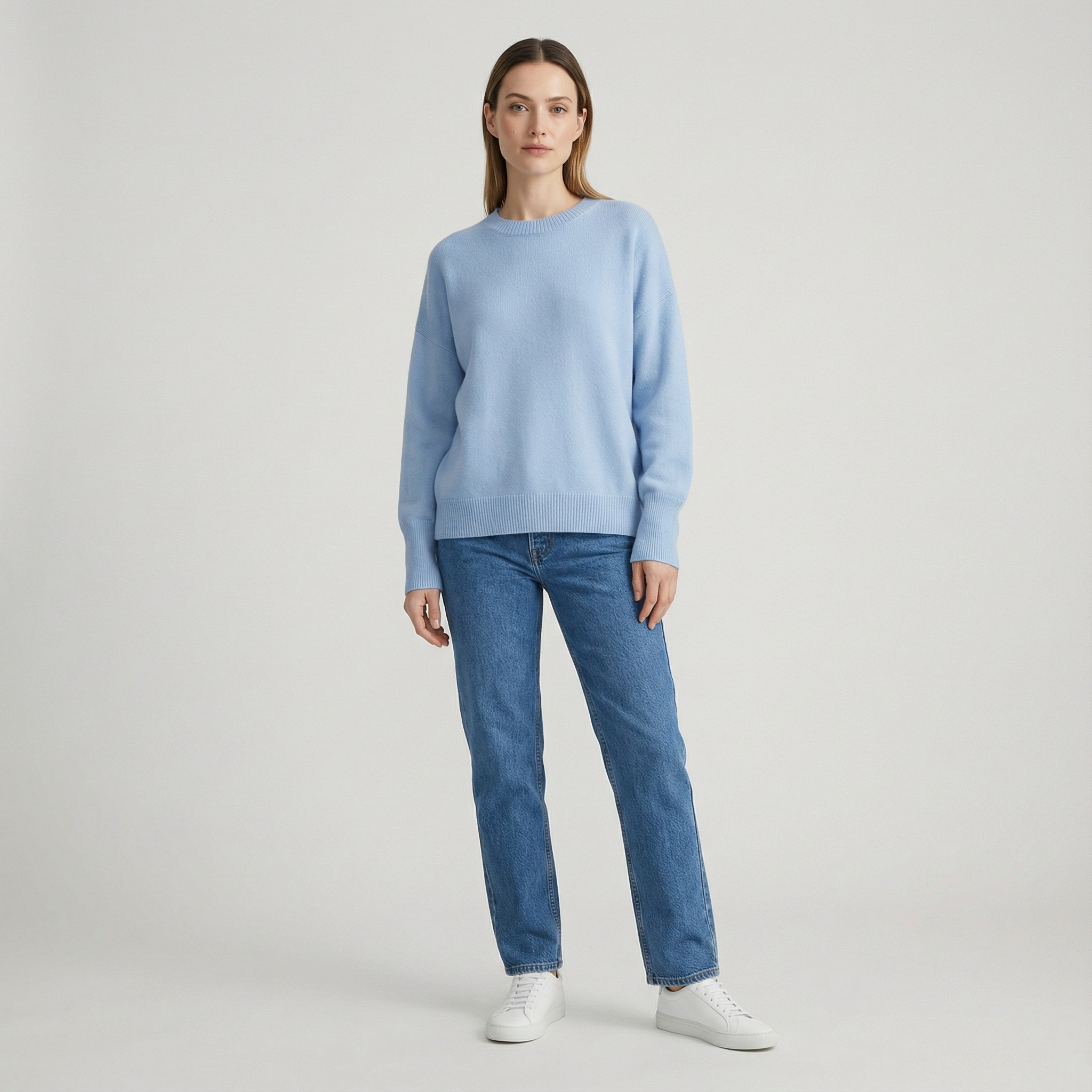 Women’s Relaxed Fit Crew Neck Knit Sweater