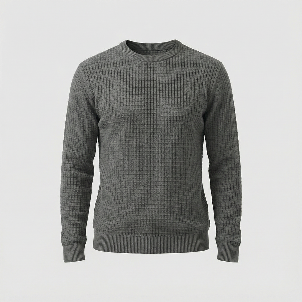 Men's Waffle Knit Crew Neck Sweater
