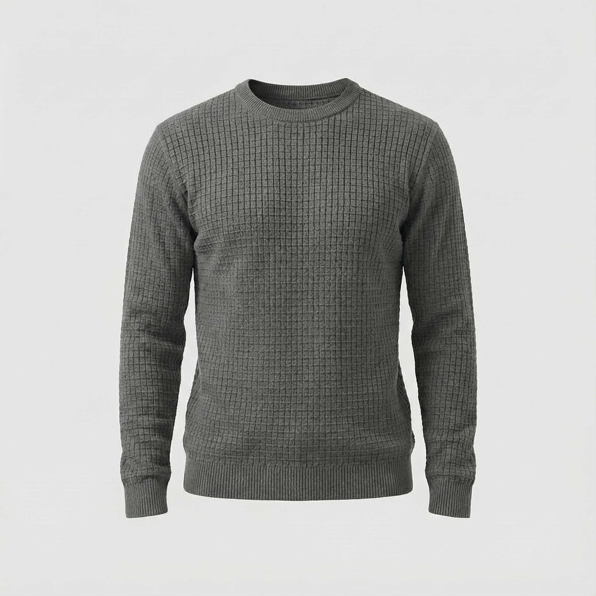 Men's Waffle Knit Crew Neck Sweater