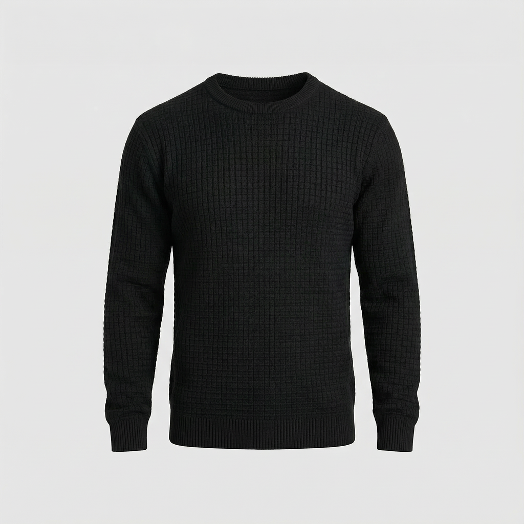 Men's Waffle Knit Crew Neck Sweater