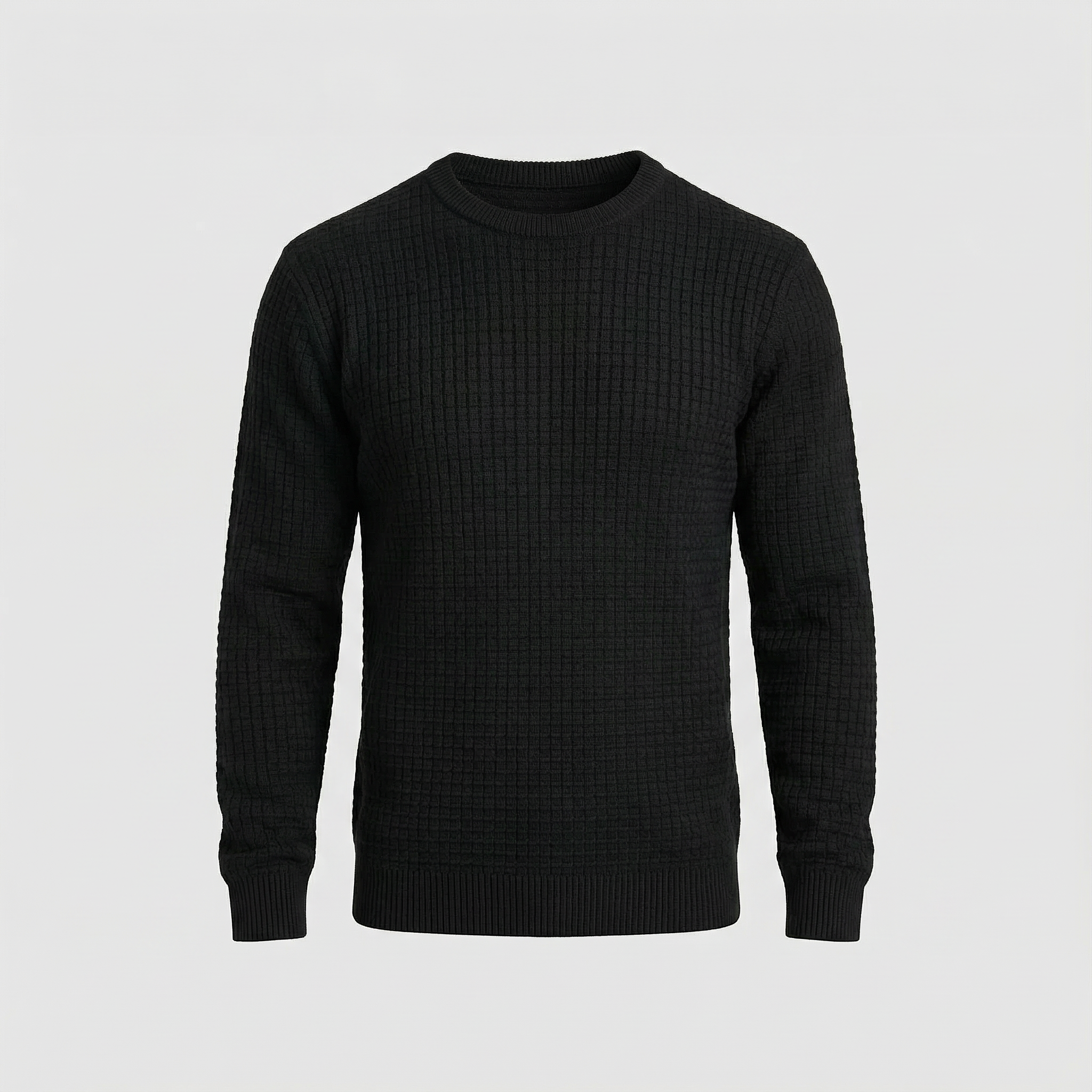 Men's Waffle Knit Crew Neck Sweater
