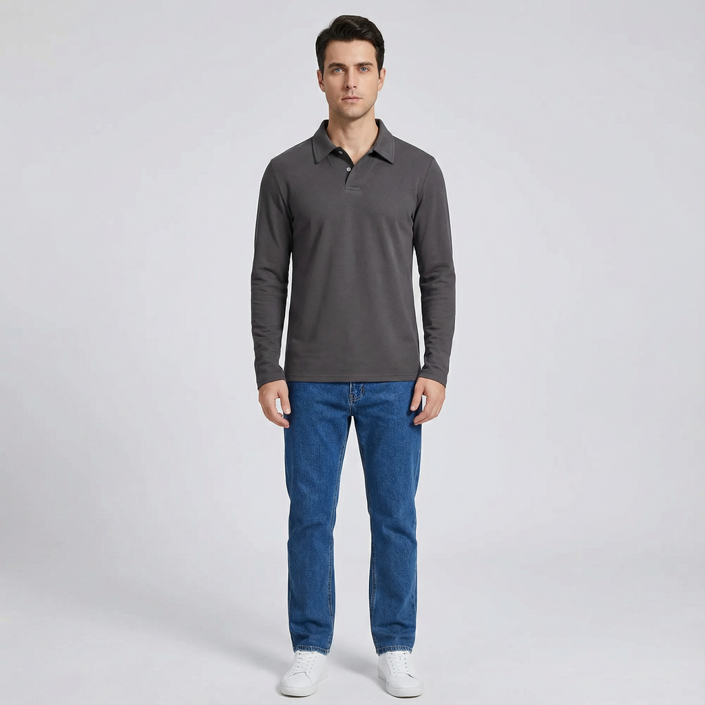Men's Long Sleeve Knit Polo