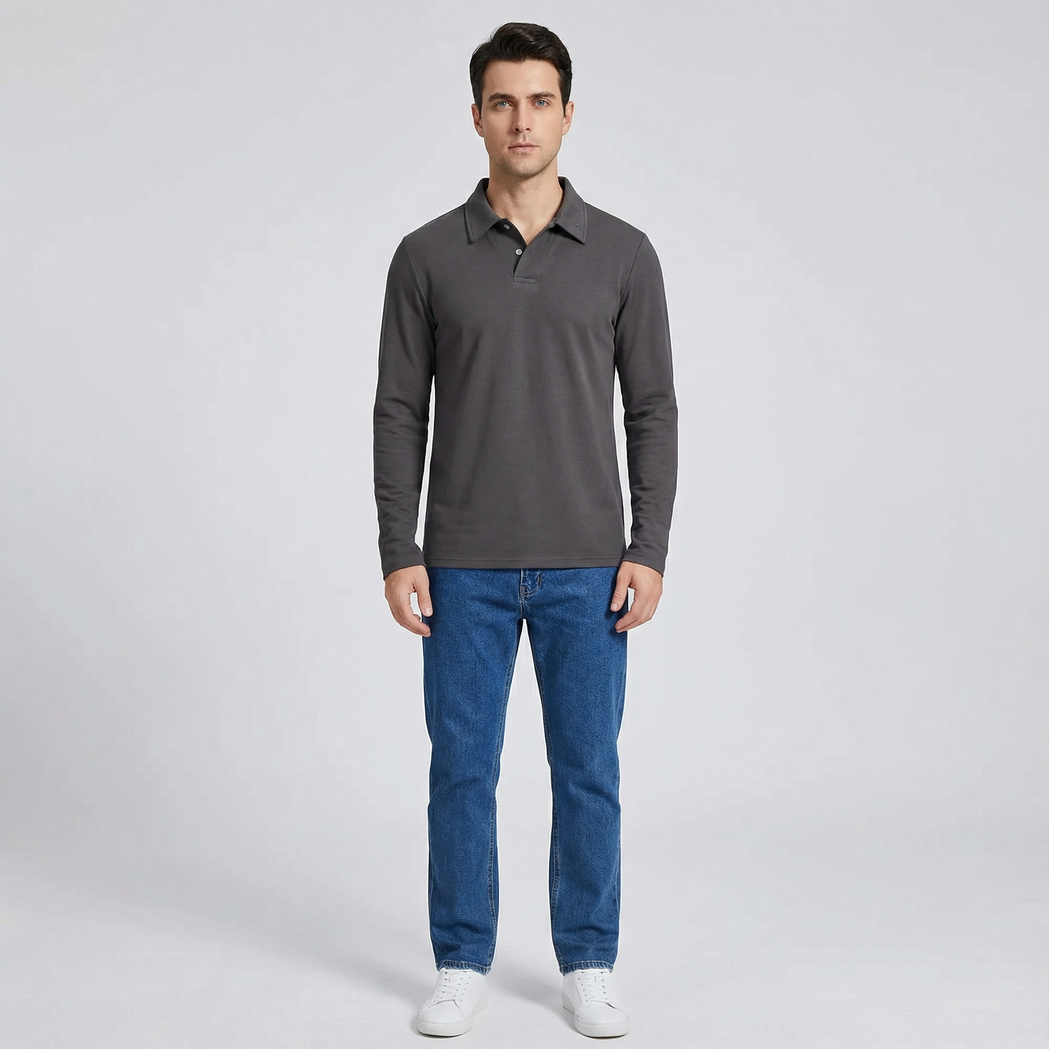 Men's Long Sleeve Knit Polo