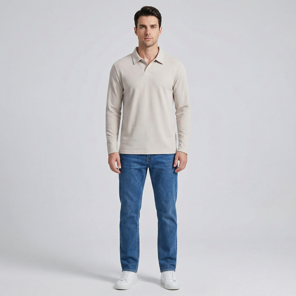 Men's Long Sleeve Knit Polo