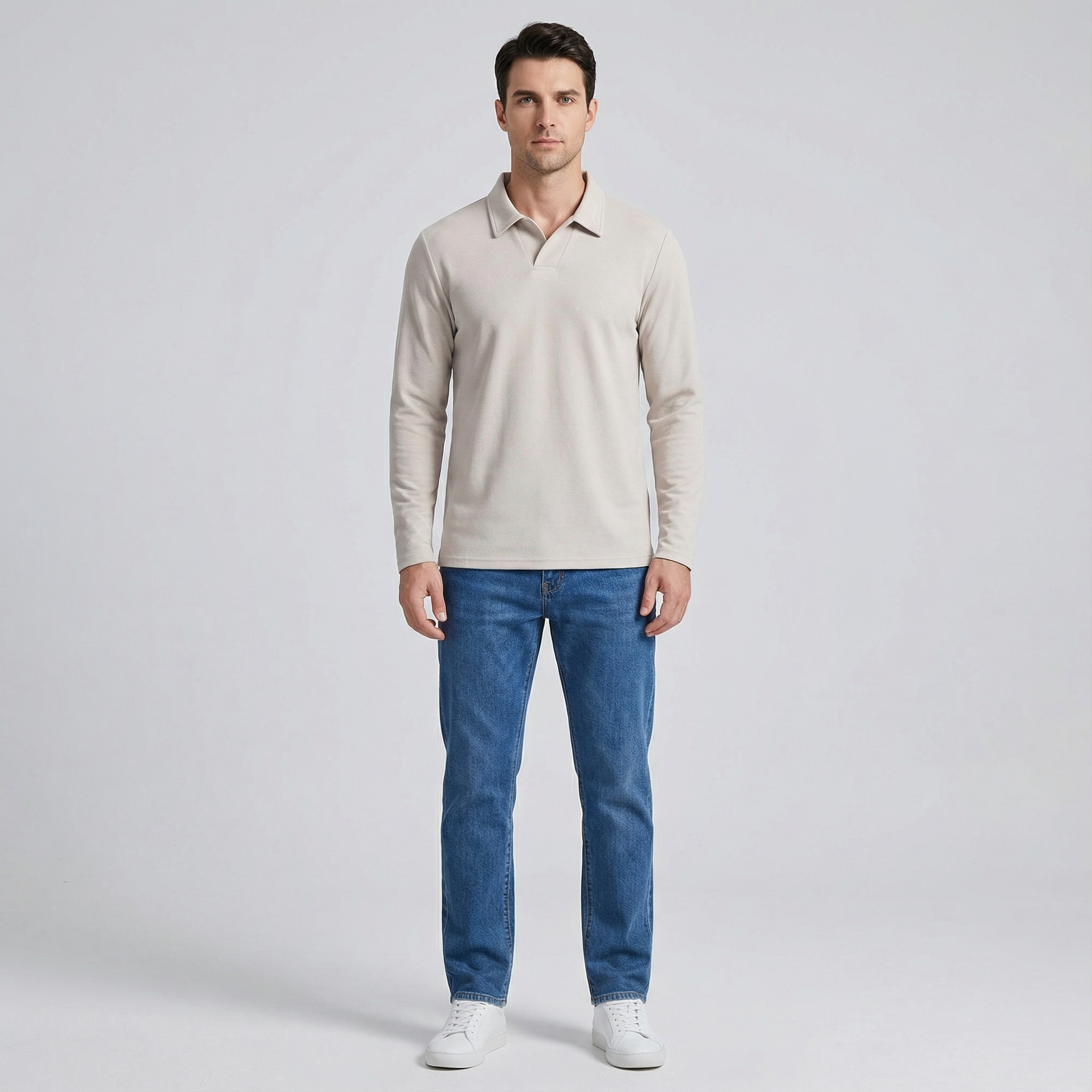 Men's Long Sleeve Knit Polo