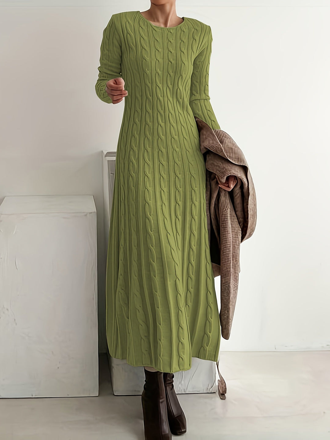 HONORIA | CABLE KNIT LONG DRESS