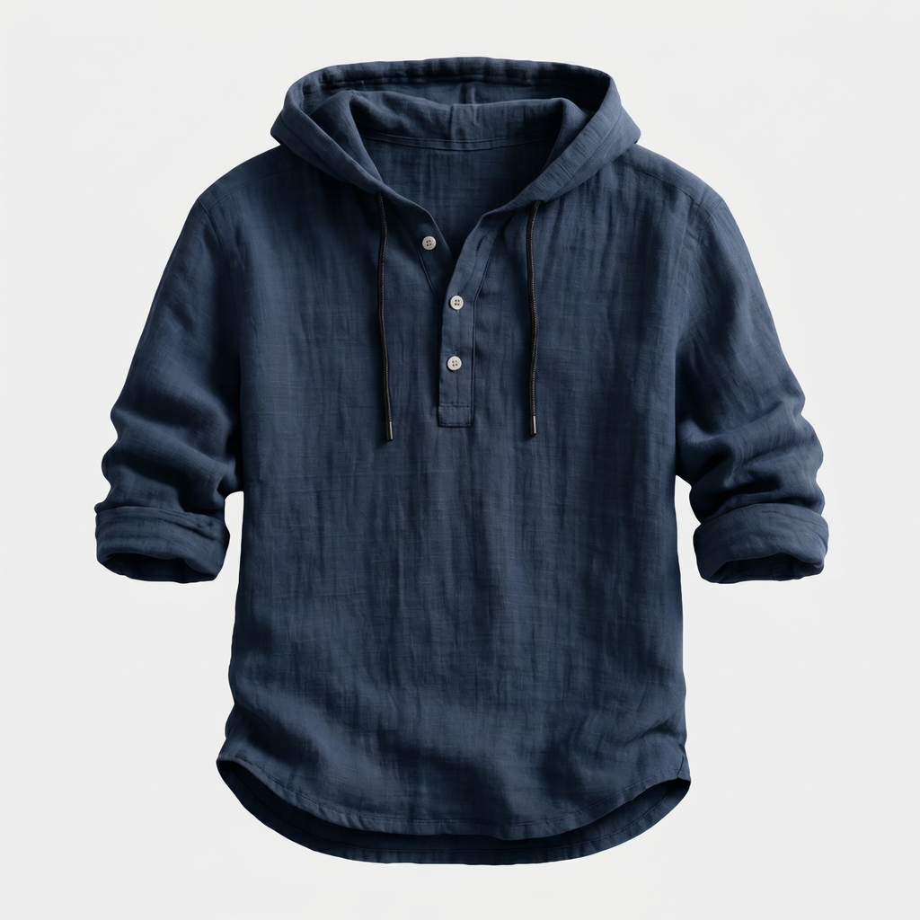 Men's Linen Blend Hooded Shirt